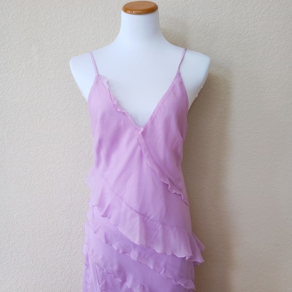 NWT Abercrombie & Fitch lavender ruffle slit front maxi dress - Picture 3 of 6